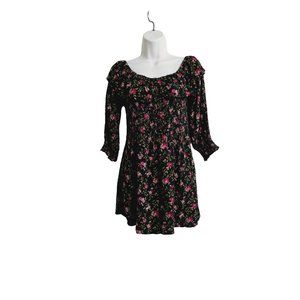 American‎ Eagle Floral Off Shoulder Romper Size Medium ruffle collar black